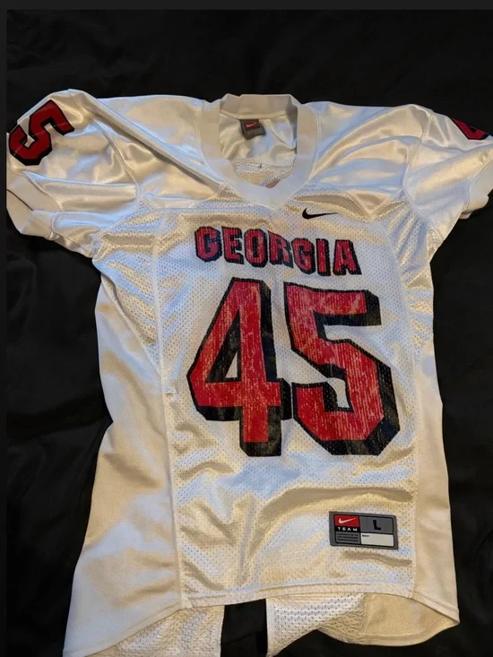 Nike White Georgia Football Jersey with Red & Black Accents