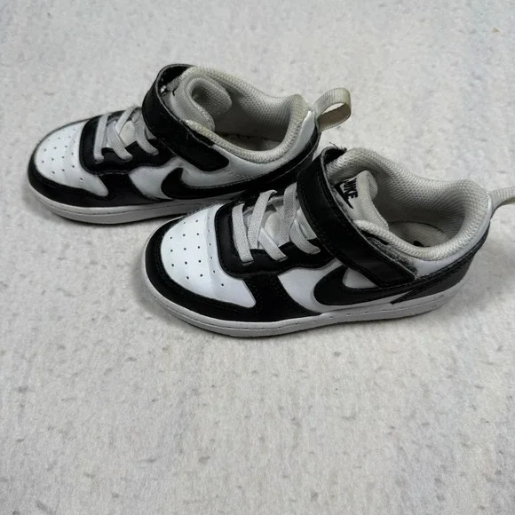 Nike Court Borough Low 2 Black White Panda Kids Shoes DV5458-131 9C