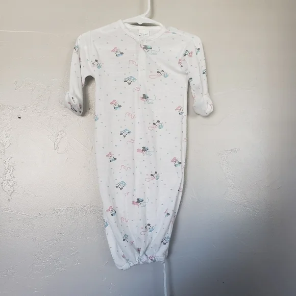 Dundee Vintage Baby One Size Sleep Sack Dress Nightgown White Minnie Mickey 90s