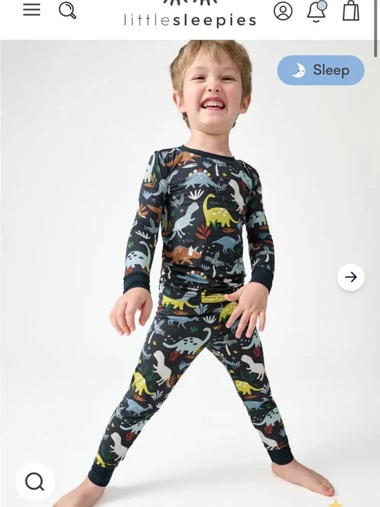 NWT 4T Little Sleepies Jurassic Jungle dinosaur print bamboo pajamas