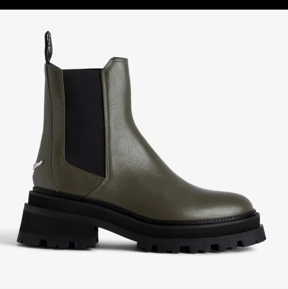 Zadig & Voltaire Ride Chelsea Military Boots Leather $648, Sz 37, NIB!