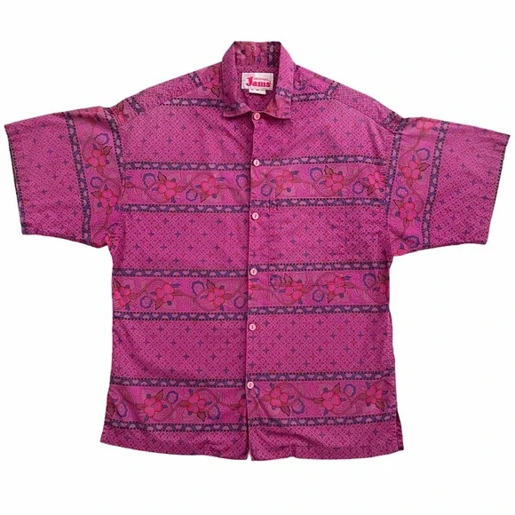 Vintage Original Jams Hawaiian Button Up Shirt size Small Made in USA