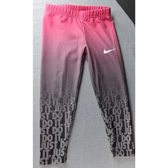 Nike Dri-Fit Girl's‎ Ombre Leggings Size 4 / XS Pink Gray Black Just Do It