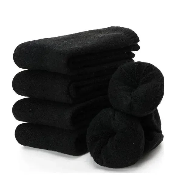Black Merino Wool Blend Socks