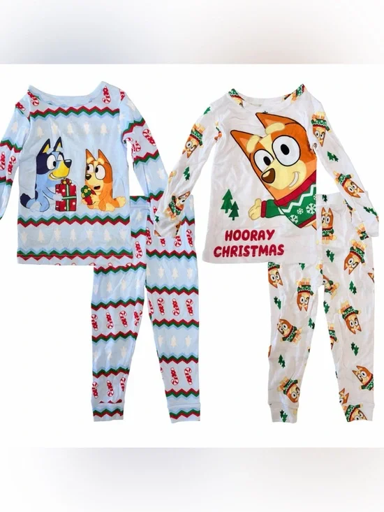 Bluey Bingo Christmas Pajamas 3T 4 Piece Cotton Set NWT