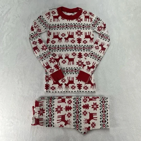 Hanna Andersson Organic Cotton Pajamas Unisex Kids 8 Christmas Holiday Fair Isle