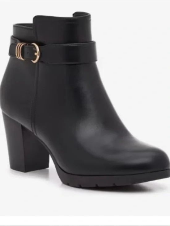 Anne Klein Rowan Bootie Chunky Block Heel Black Size 7.5 M