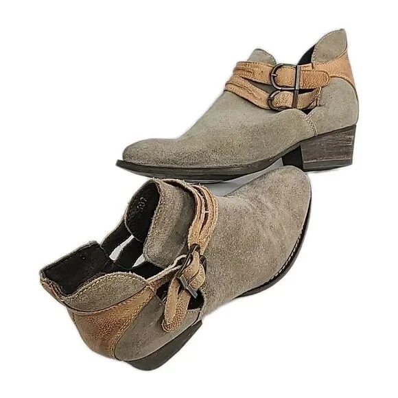 Rebels by Anthropologie Ankle Boots Womens Sz 7 Calista Two Tone Leather Buckle