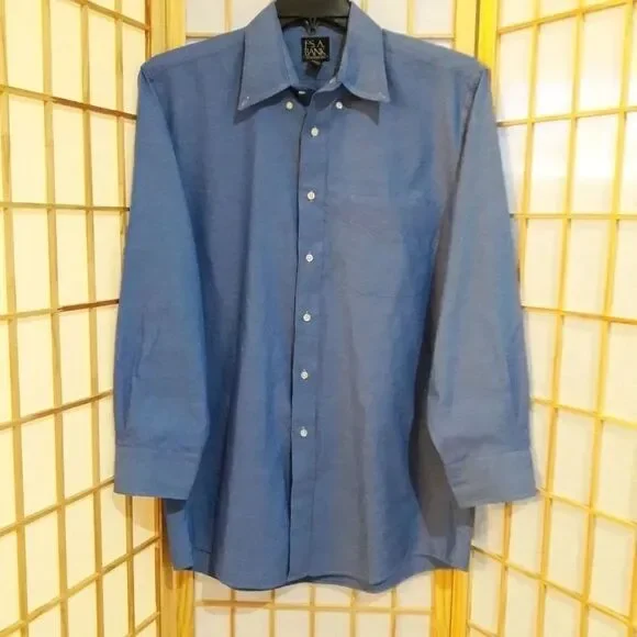 Jos A Banks Blue Pinpoint Button Down Cotton Shirt