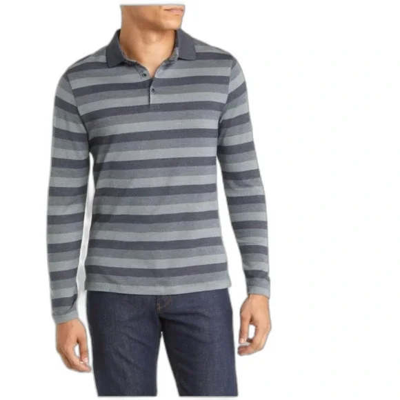 Robert Barakett Cota Stripe Long Sleeve Cotton Polo XXL NWOT