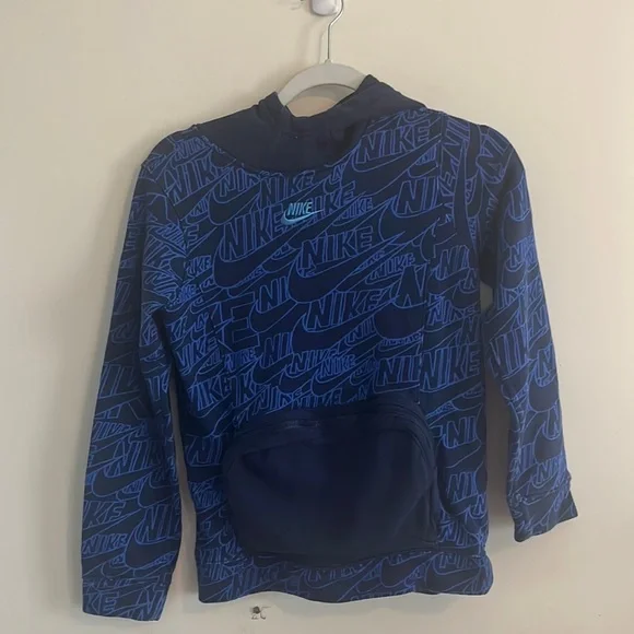 Nike Center Swoosh Club Terry All Over Print Boys M Zip Pocket Hoodie Casual‎