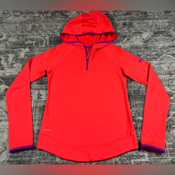 Nike Pro Compression LS 1/4 Zip Hoodie Pullover Girls Size‎ Large