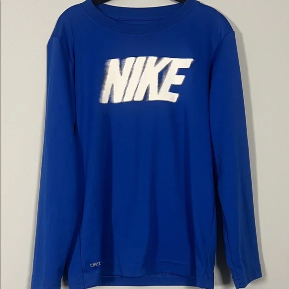 Nike Kids Royal Blue and White Long Sleeve Dri-Fit T-Shirt Boys Size‎ 7