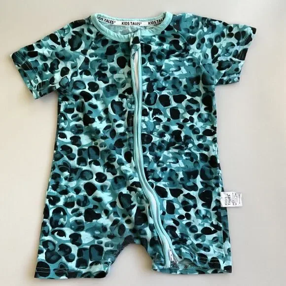 Kids Tales Camo Romper Shorts Double Zipper Pajamas
