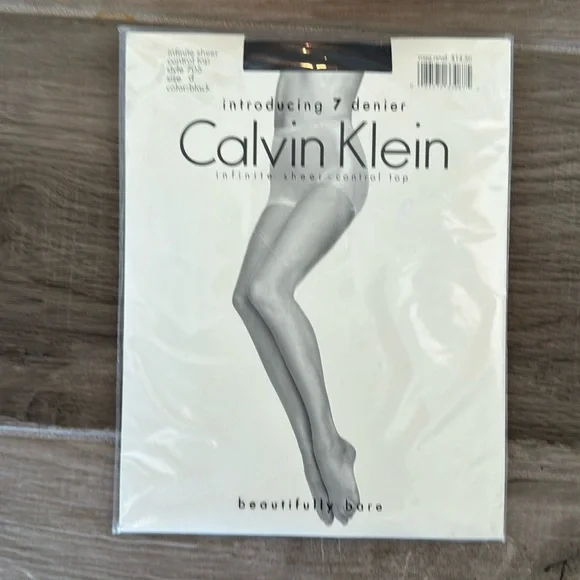NWT Vintage Calvin Klein Infinite Sheer Control Top D Black pantyhose