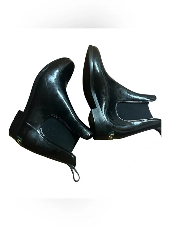 Lauren Ralph Black Chelsea Rain Ankle Boots