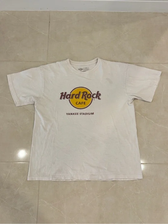 Hard Rock Cafe White Tee with Yellow & Brown Logo
