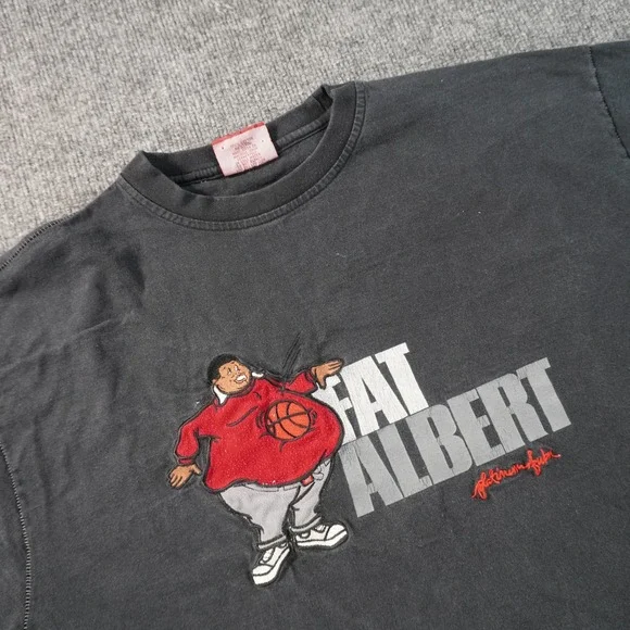Platinum FUBU Fat Albert T-Shirt Mens XL Black Graphic Basketball Vintage 90s