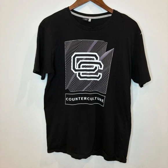 Counterculture Mens Black Graphic T-Shirt CC Logo Crewneck Size L