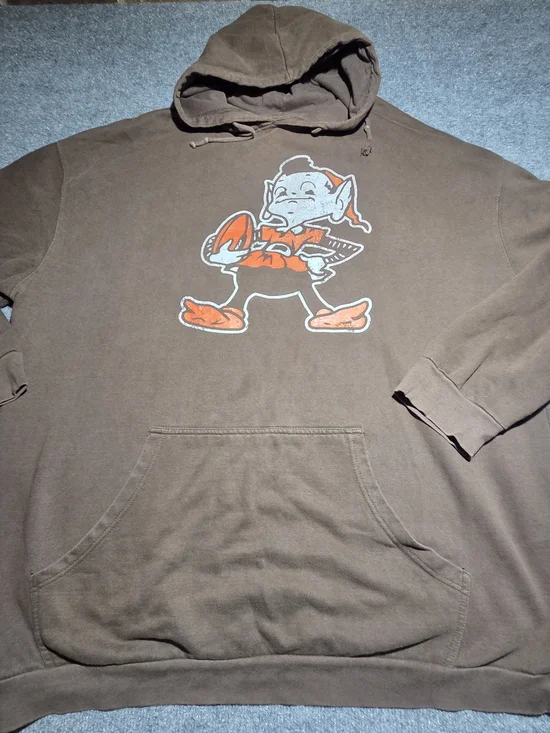 Vintage Cleveland Browns Brown Hoodie Sweatshirt Brownie Elf Graphic Size 4XT