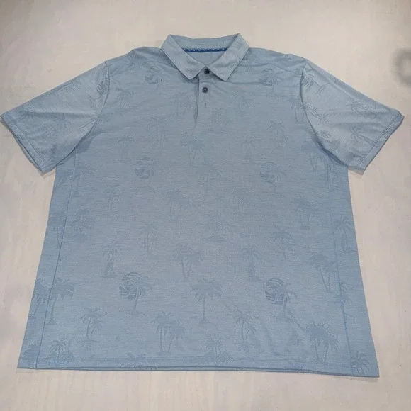 Tommy Bahama Polo Shirt Mens XXL Blue Palm Tree IslandZone Performance Golf