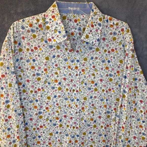 Bugatchi Uomo Mens XL Floral Button Down Shirt Shaped Fit Long Sleeve Multi