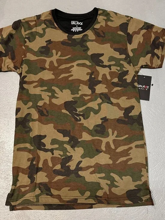 3/$30 Galaxy By Harvic Camouflage Shirt Men Small Green Brown Short Sleeve New