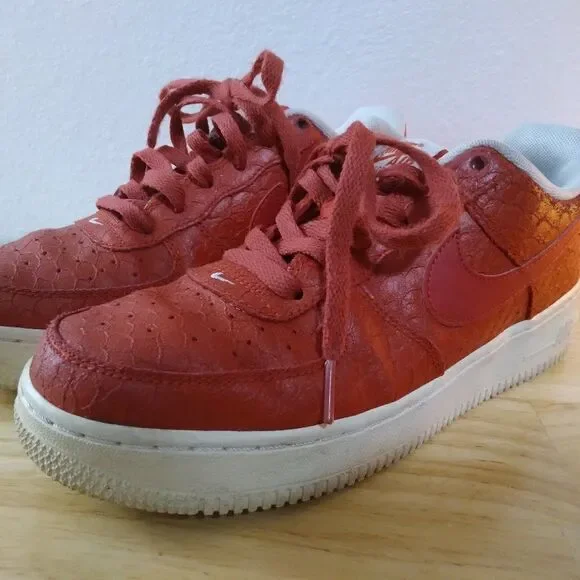 Nike Air Force 1 Lv8 GS Shoes Size 7y Red White 820438 600