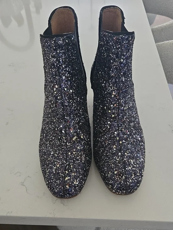 Madewell The Walker Women's Glitter Ankle Boots - Black Sparkle