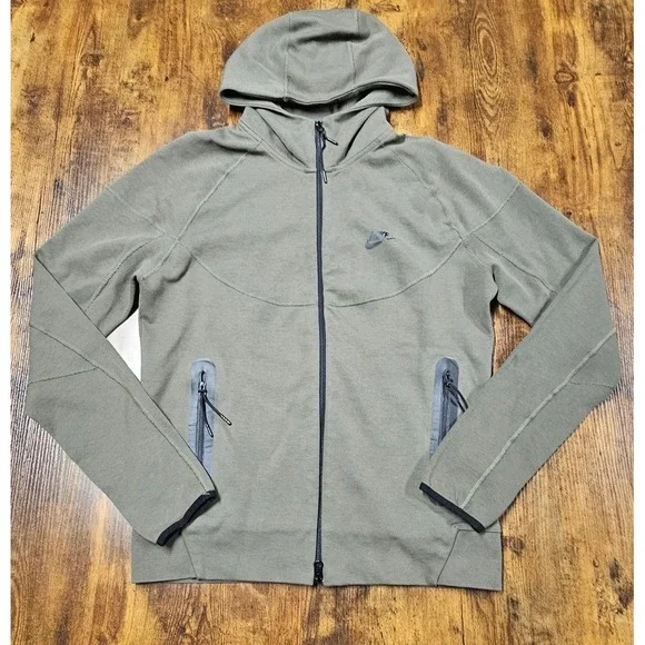 Nike Sportswear Tech Fleece Full-Zip Hoodie Olive Green Mens Large CU4489-326