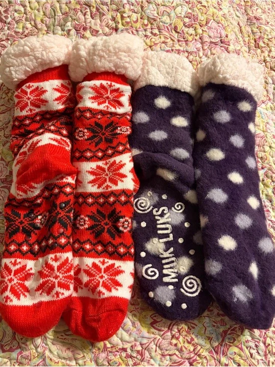Women's *Set of 2 Pair* Cozy Sherpa Slipper Socks - One Size Fits Most