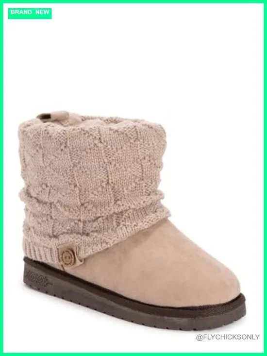 MUK LUKS Laurel Ankle Boots Faux Suede Faux Fur Lined Chelsea Casual