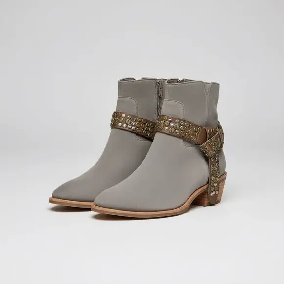Antelope gray suede demi boots, size 10, NEW WITHOUT BOX!