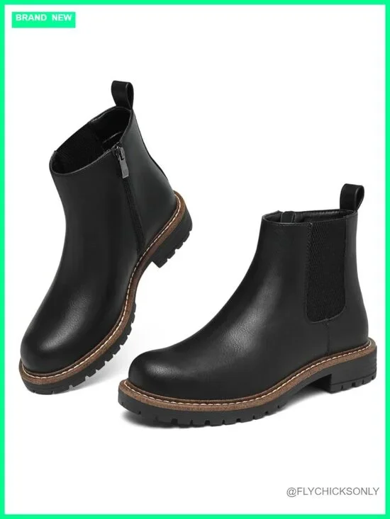 Chelsea Ankle Boots Low Heel Zip Slip Resistant Casual Work