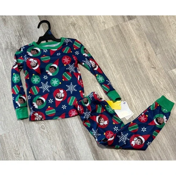 The Elf on the Shelf Pajamas Kids Size 4 Long Sleeve‎ Pants Set Blue Christmas