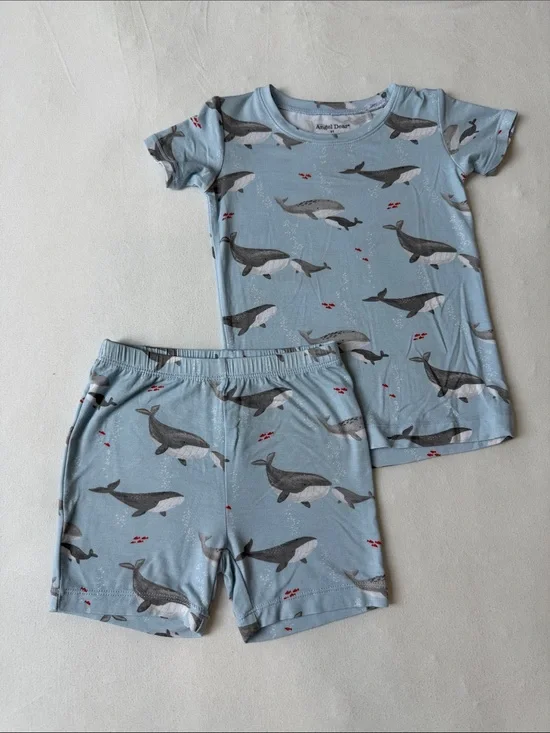 Angel Dear Whales Short Sleeve Short Pajama Set Size 3T