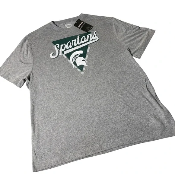 Captivating Michigan State Spartans Men XL Gray Short Sleeve Graphic T-Shirt NWT
