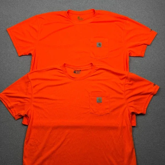 Lot of 2 Carhartt Force Relaxed Fit Pocket T-Shirts Mens 2XL Orange 100493 824