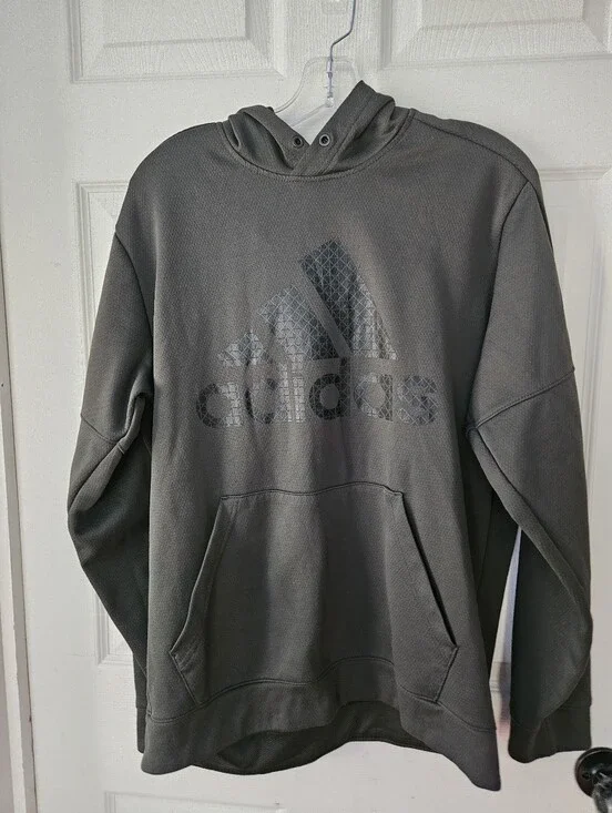 adidas Men’s Olive Green Pullover Hoodie with Logo