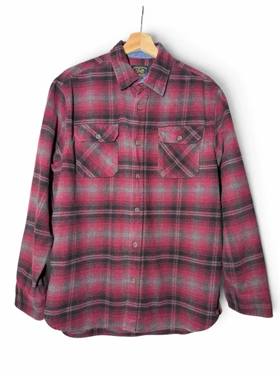 Jachs Men's Maroon Plaid Heritage Flannel Button-Up L