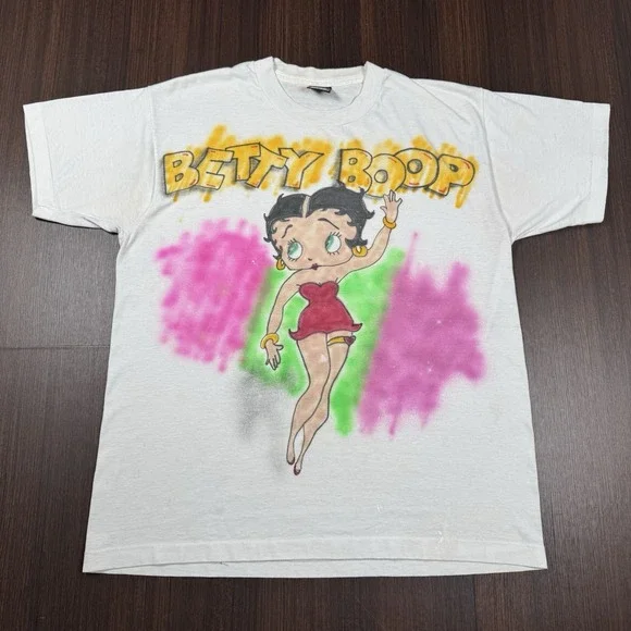 + Vintage 90s Betty Boop Shirt Airbrushed Cartoon - Large - Single Stitch