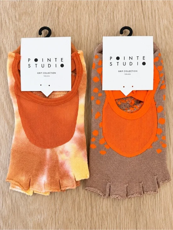 2 PAIRS Pointe Studio Toeless Grip Socks Pilates Yoga NWT S/M (2 pair bundle)