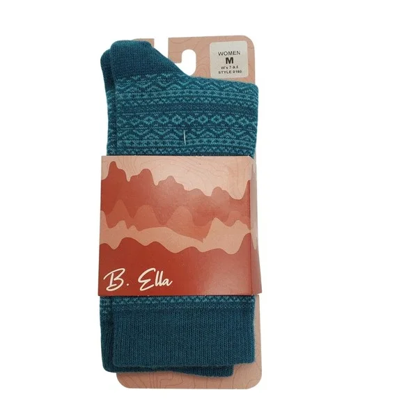 Cashmere Crew Socks Medium Dark Teal Blue B.Ella Wren Warm Cozy Fall NEW 7-9.5 M