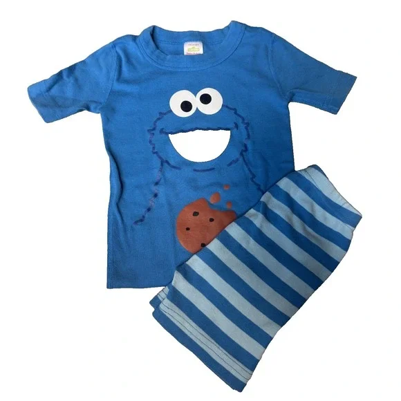 Hanna Andersson x Sesame Street Cookie Monster Organic Cotton Sleep Set Sz 5T‎