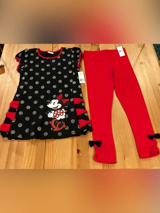 NEW Minnie Mouse Black & Red Girls Two-Piece Outfit