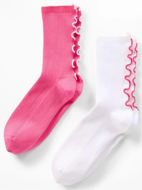 NWT Athleta Ruffle Novelty Crew Sock 2- Pack
