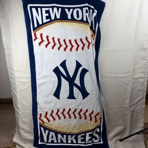 New York Yankees Beach Bath Towel‎ Blue MLB Baseball Cotton Biederlack One Size