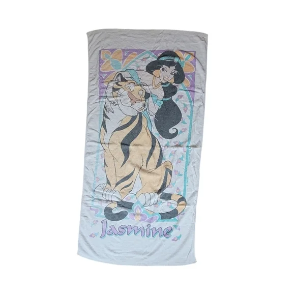 VTG‎ Jasmine Aladdin USA Made Terry Cloth Beach Towel Kids Girls Princess Disney