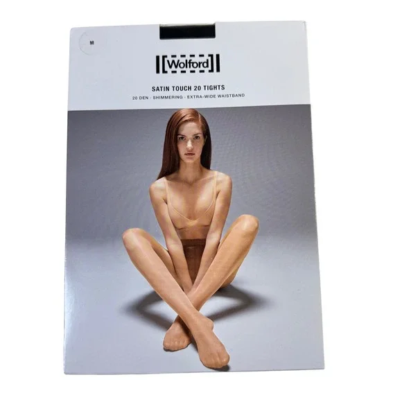 Wolford Satin Touch 20 Tights M Admiral Blue Shimmering 20 Denier NWT