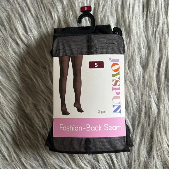 Joyspun Back Seam & Opaque Tights‎ Womens Size Small Black 2 Pair
